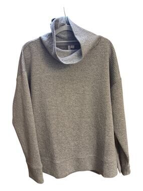 Live Well Designs Gray Cowl Neck Soft Knit Pullover Side Slit Top Large